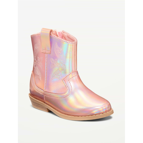 OldNavy Shiny Side-Zip Western Boots for Toddler Girls