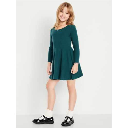 OldNavy Cozy Long-Sleeve Ribbed Fit and Flare Dress for Girls
