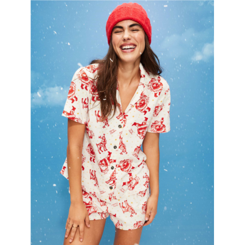 OldNavy Printed Flannel Pajama Short Set for Women