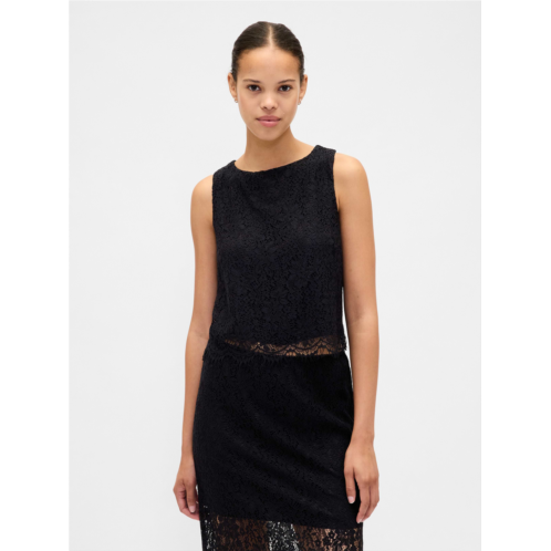 Gap Lace Boatneck Crop Shell Top