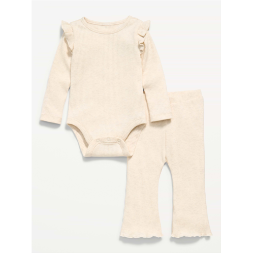 OldNavy Ribbed Ruffle-Trim Bodysuit and Pants Set for Baby