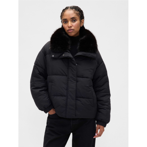 Gap Faux Fur-Trim Puffer Jacket