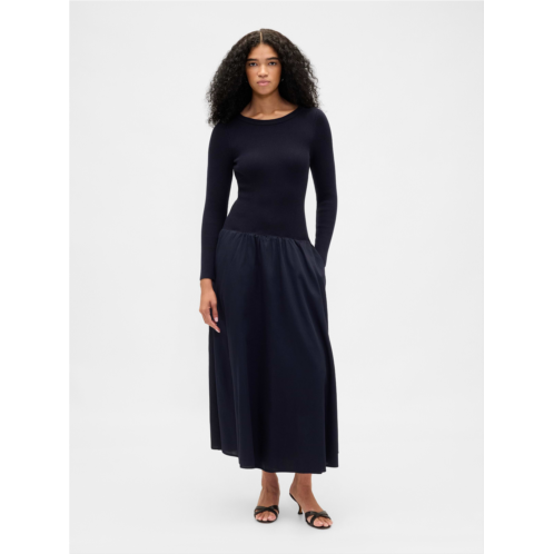 Gap Mixed Media Drop-Waist Maxi Dress