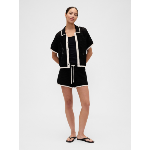Gap Relaxed Pull-On Crochet Sweater Shorts
