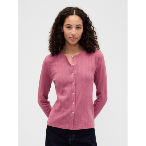 Gap Pointelle Button-Up Top