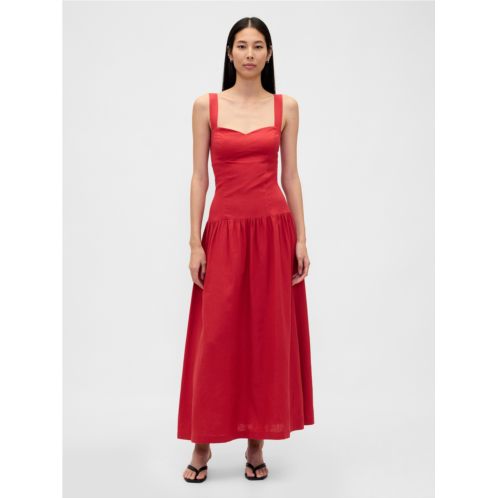 Gap Linen-Blend Drop-Waist Corset Maxi Dress