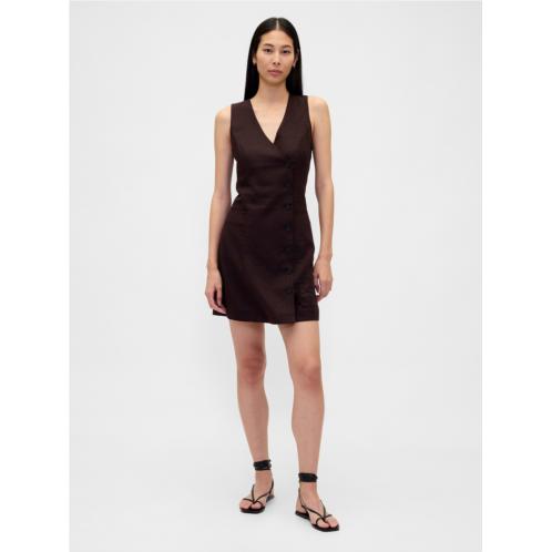 Gap Linen-Blend Asymmetrical Mini Dress