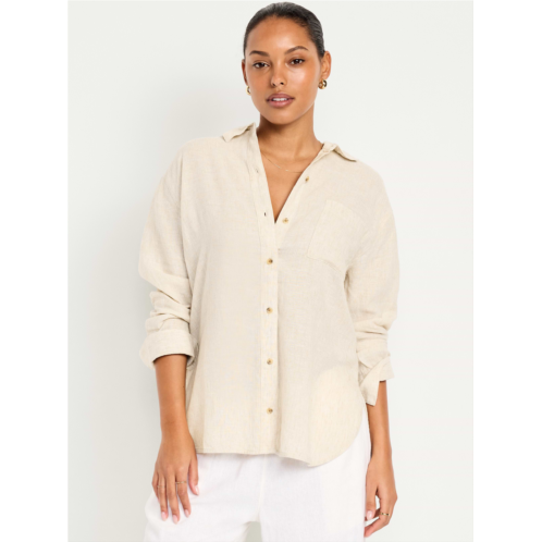 OldNavy Linen-Blend Loose Button-Down Shirt