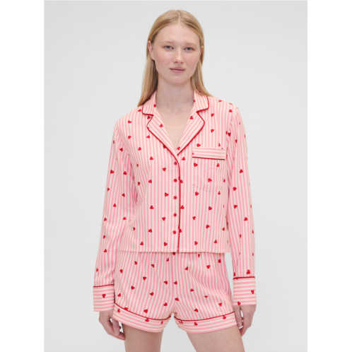 Gap × Summer Fridays Relaxed Flannel Hearts PJ Shirt