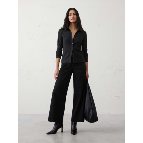bananarepublic Brushed Ribbed Button Top