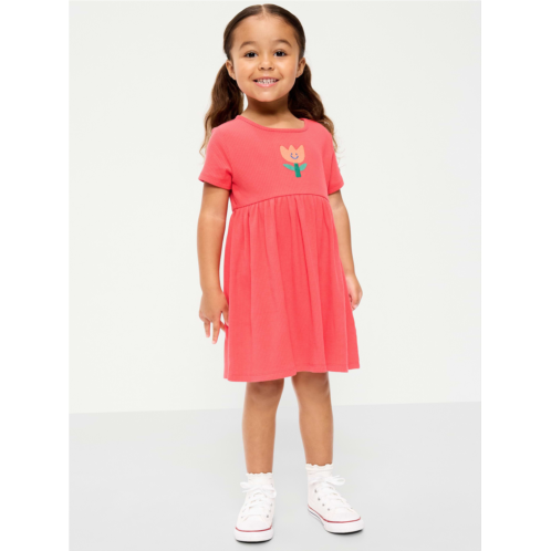 OldNavy Short-Sleeve Ribbed Graphic Dress for Toddler Girls