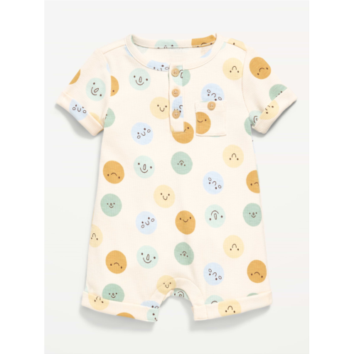 OldNavy Printed Ribbed Henley Pocket One-Piece Romper for Baby