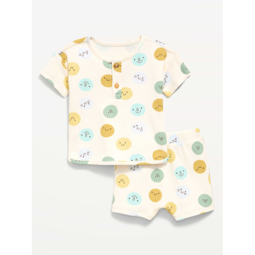 OldNavy Printed Waffle-Knit Henley Shirt and Shorts Set for Baby