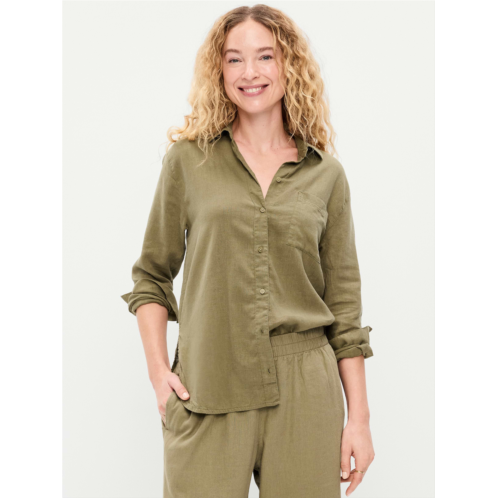 OldNavy Linen-Blend Loose Button-Down Shirt