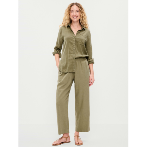 OldNavy High-Waisted Linen-Blend Straight Ankle Pants