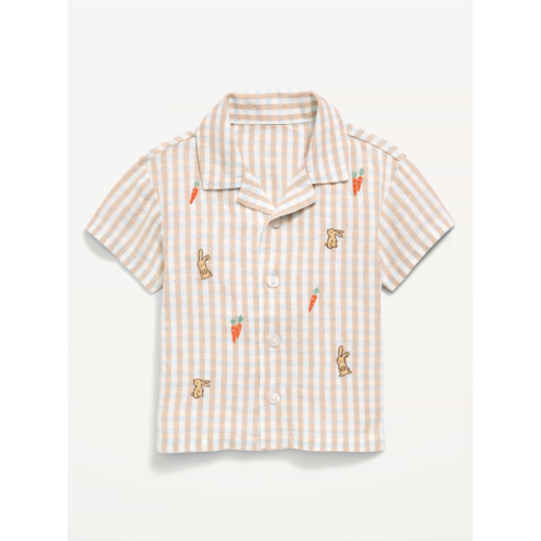OldNavy Striped Linen-Blend Embroidered Shirt for Baby