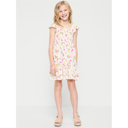 OldNavy Printed Fit and Flare Smocked Dress for Girls