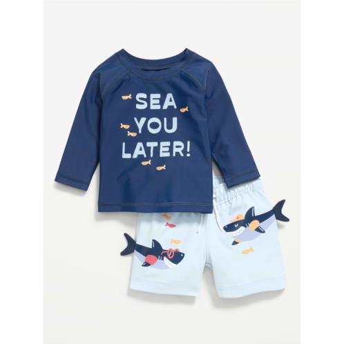 OldNavy Long-Sleeve Rashguard Swim Top and Trunks Set for Baby