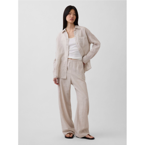 Gap Linen-Blend Easy Wide-Leg Pants