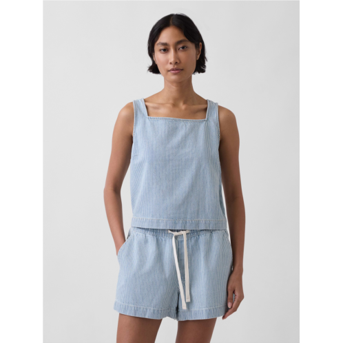 Gap UltraSoft Denim Stripe Crop Shell Tank Top