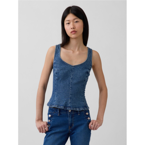 Gap Denim Fitted Peplum Top