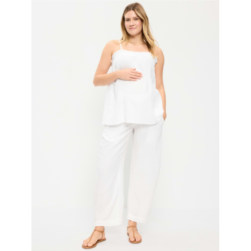 OldNavy Maternity Rollover-Waist Crinkle Gauze Barrel Leg Ankle Pants