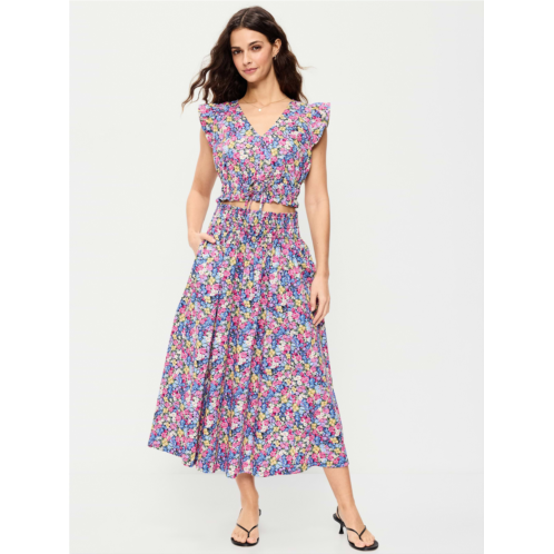 OldNavy Smocked-Waist Midi Skirt