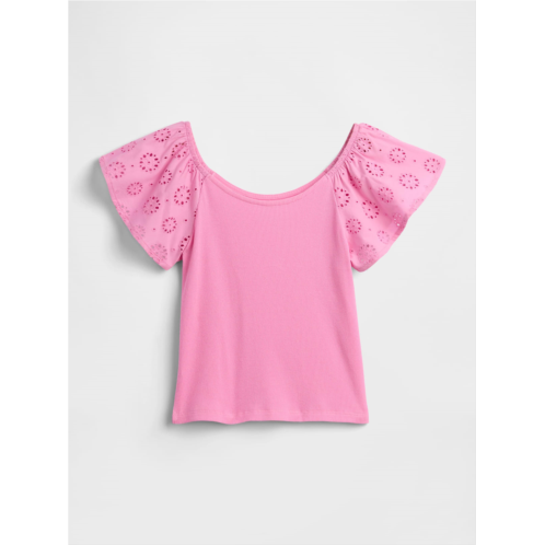 Gap Kids Eyelet Flutter Sleeve T-Shirt