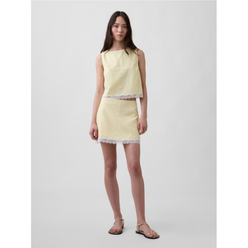 Gap Linen-Blend Lace-Trim Mini Skort