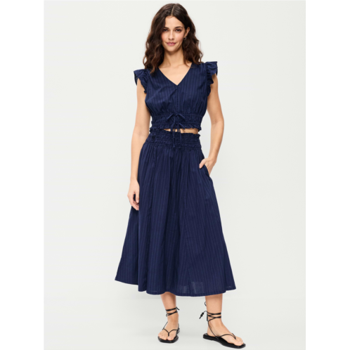 OldNavy Smocked-Waist Midi Skirt