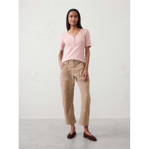 bananarepublic Ribbed Elbow-Sleeve Henley T-Shirt