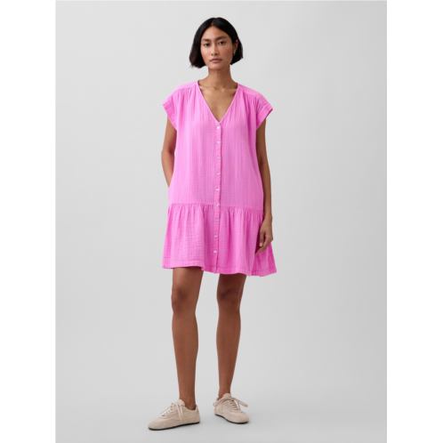 Gap Cotton Gauze Drop-Waist Shirtdress