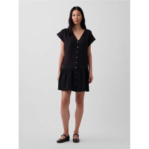 Gap Cotton Gauze Drop-Waist Shirtdress