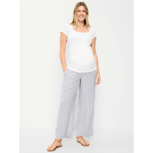 OldNavy Maternity Rollover Waist Linen-Blend Wide-Leg Pants