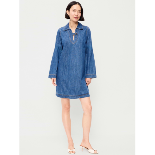OldNavy Long-Sleeve Popover Jean Mini Dress