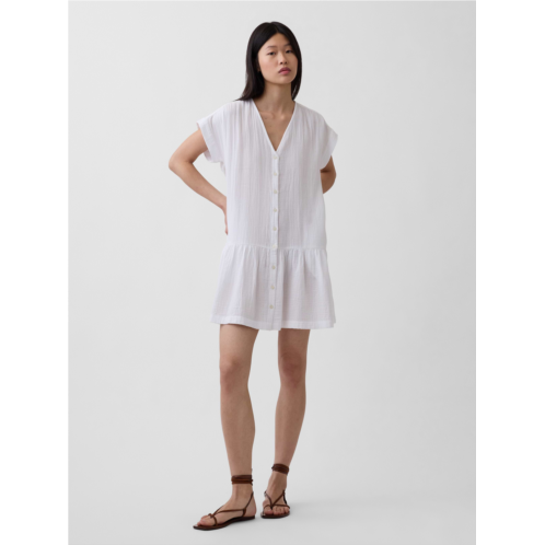 Gap Cotton Gauze Drop-Waist Shirtdress