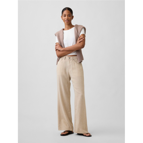 Gap High Rise Linen-Blend Wide-Leg Pants
