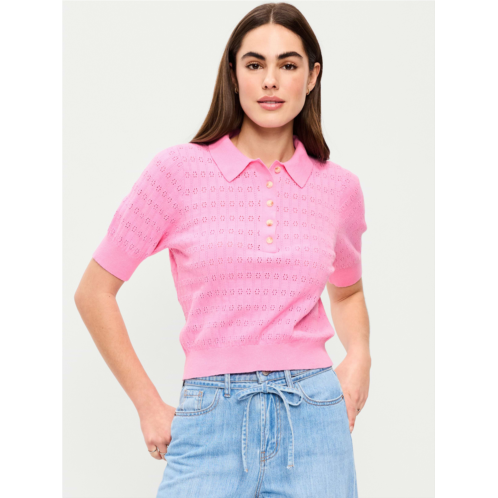 OldNavy SoSoft Lite Short-Sleeve Pointelle Cropped Polo