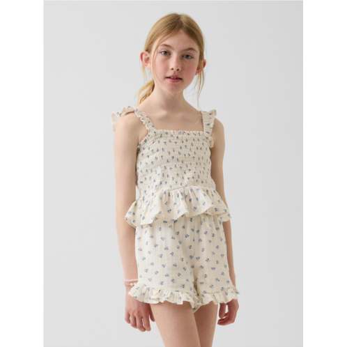 Gap Kids Cotton Gauze Smocked Peplum Top