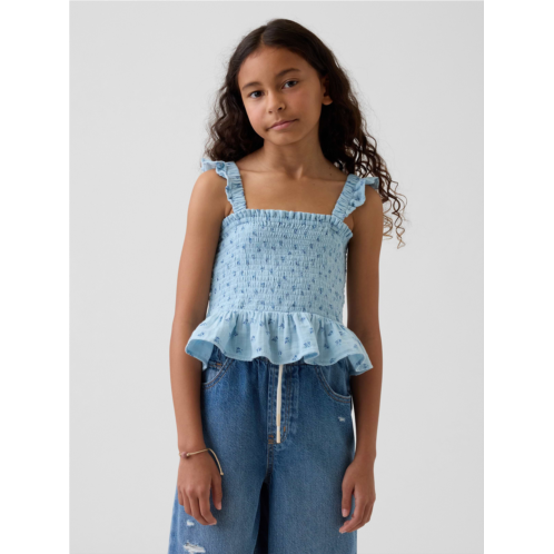 Gap Kids Cotton Gauze Smocked Peplum Top