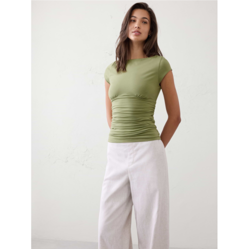 bananarepublic Soft Stretch Cap-Sleeve Ruched Top