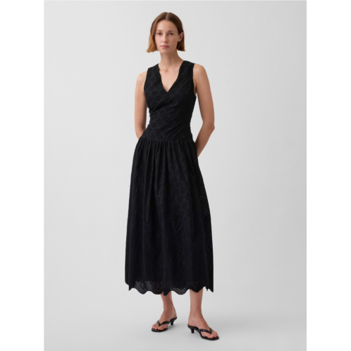 Gap Eyelet Drop-Waist Maxi Dress