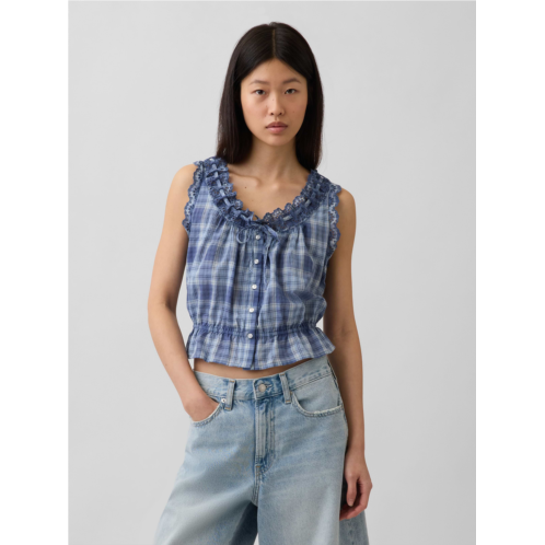 Gap Eyelet Tie-Front Crop Peplum Top