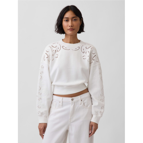 Gap VintageSoft Oversized Eyelet Crop Sweatshirt
