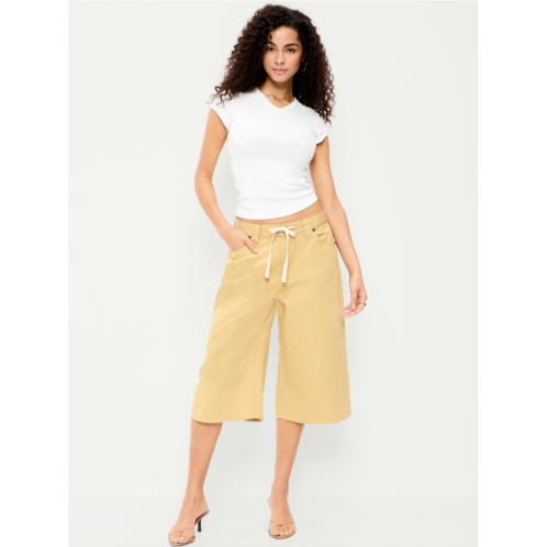 OldNavy Mid-Rise Baggy Drawstring Wide-Leg Culotte Pants