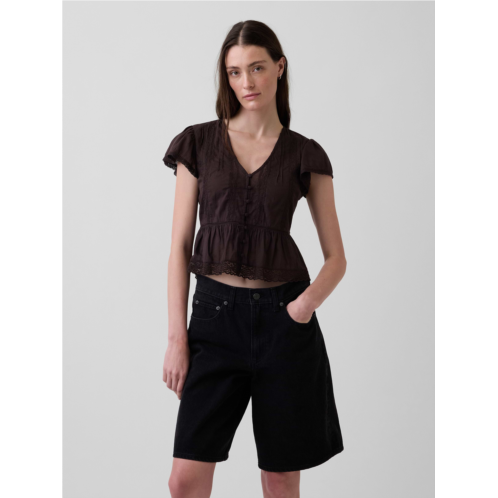 Gap Lace Voile Peplum Crop Top