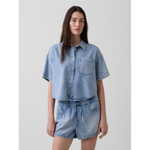 Gap UltraSoft Denim Oversized Camp Shirt