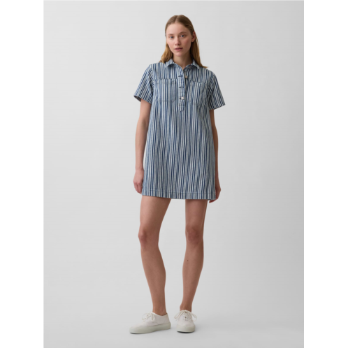 Gap Denim Stripe Popover Mini Dress