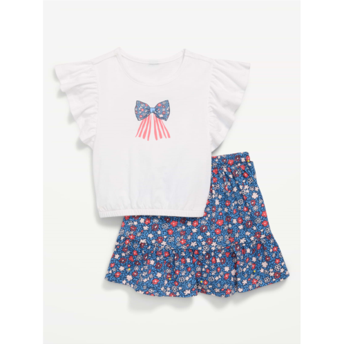 OldNavy Short-Sleeve Graphic T-Shirt and Skort Set for Toddler Girls