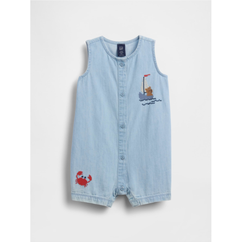 Gap Baby Embroidered Denim Tank Shorty One-Piece